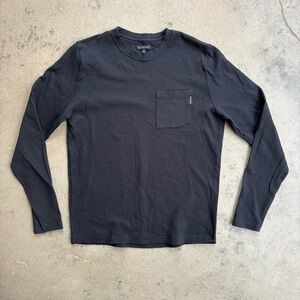 Asher Long Sleeve Black Pocket T-shirt Medium Pima Cotton Made in Peru